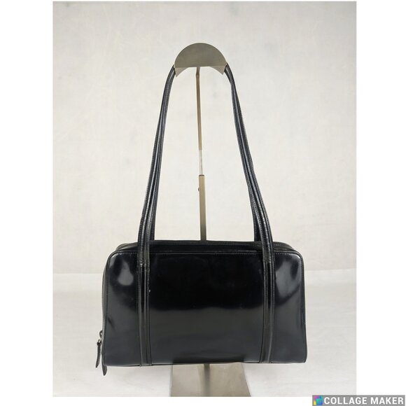 Gucci Enamel Handbag Auth Black Patent Leather Medium Women Made in Italy - Picture 2 of 12